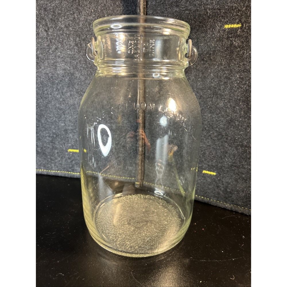 Vintage One ( 1 ) Gallon Glass Bale Wire Handle Jar‎ SCS-48 11" CCS-W